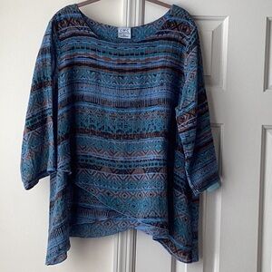 CMC by Color Me Cotton pullover tunic asymmetric hem loose fit  bateau neck XL